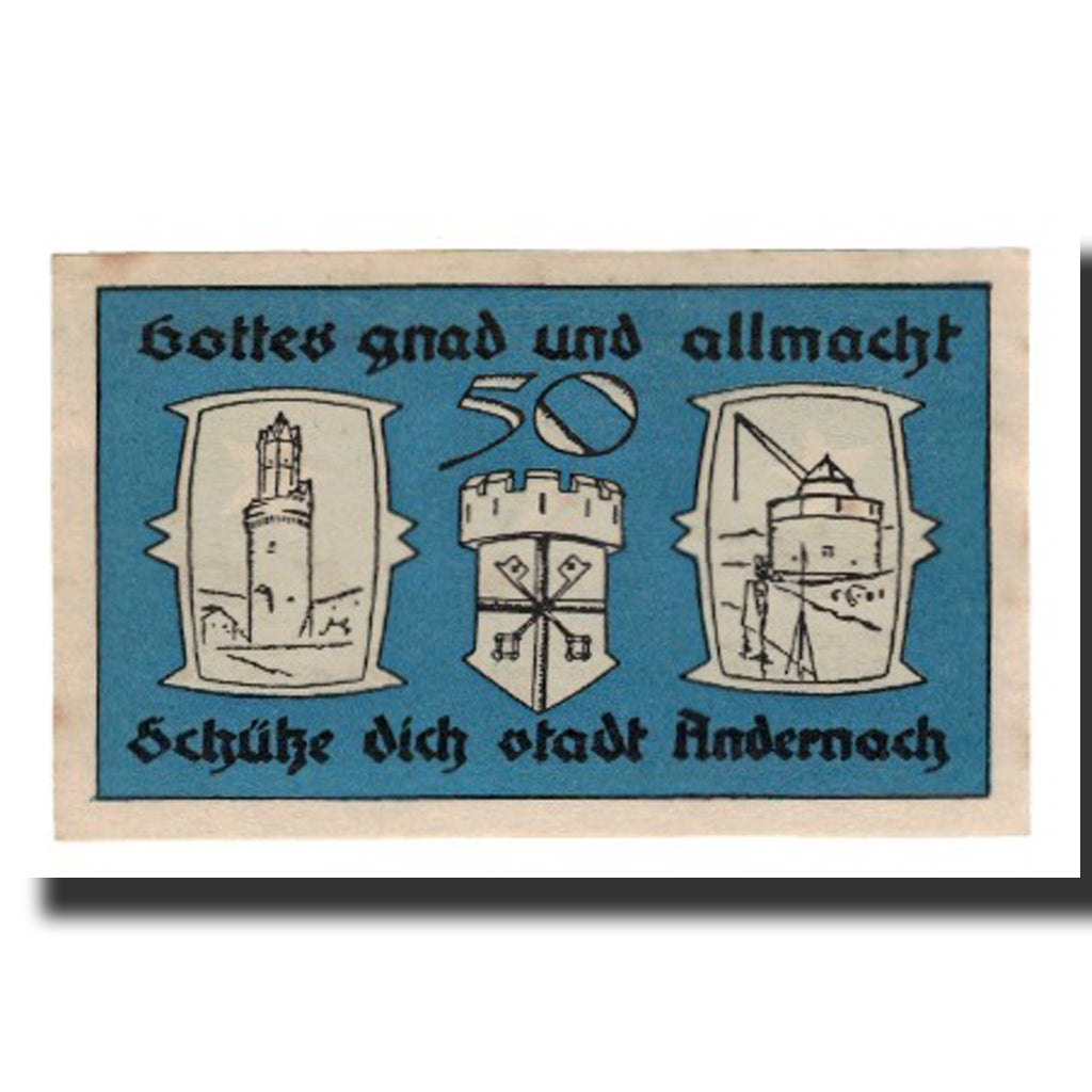 Banknote, Germany, Andernach Stadt, 50 Pfennig, valeur faciale, 1920