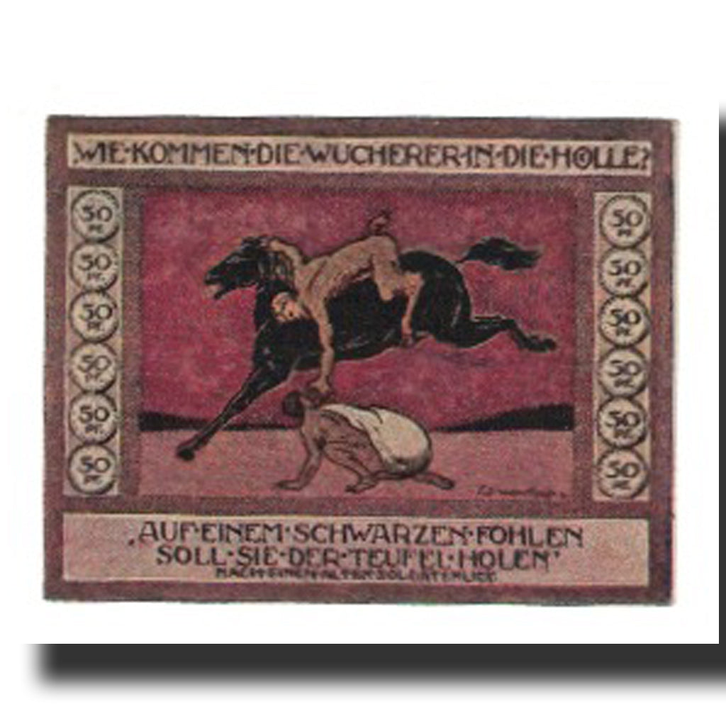 Banknote, Germany, Ansbach Stadt, 50 Pfennig, cavalier, 1919, 1919-12-31