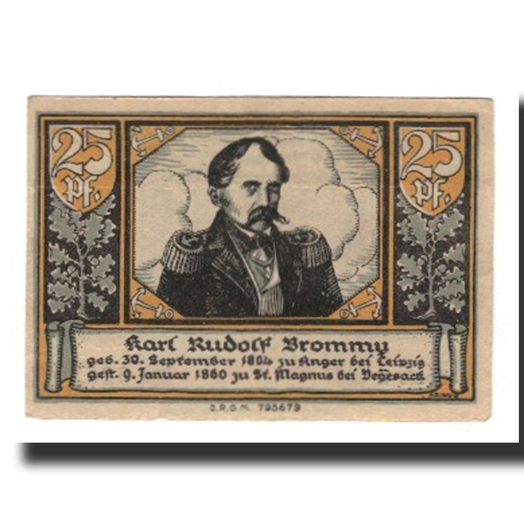 Billet, Allemagne, Brake Stadtische Sparkasse, 25 Pfennig, personnage, Undated