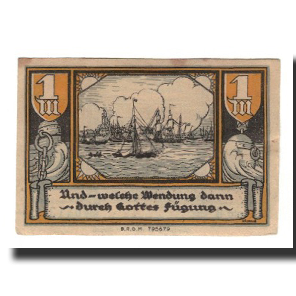 Banknote, Germany, Brake Stadtische Sparkasse, 1 Mark, Bateaux, Undated (1922)