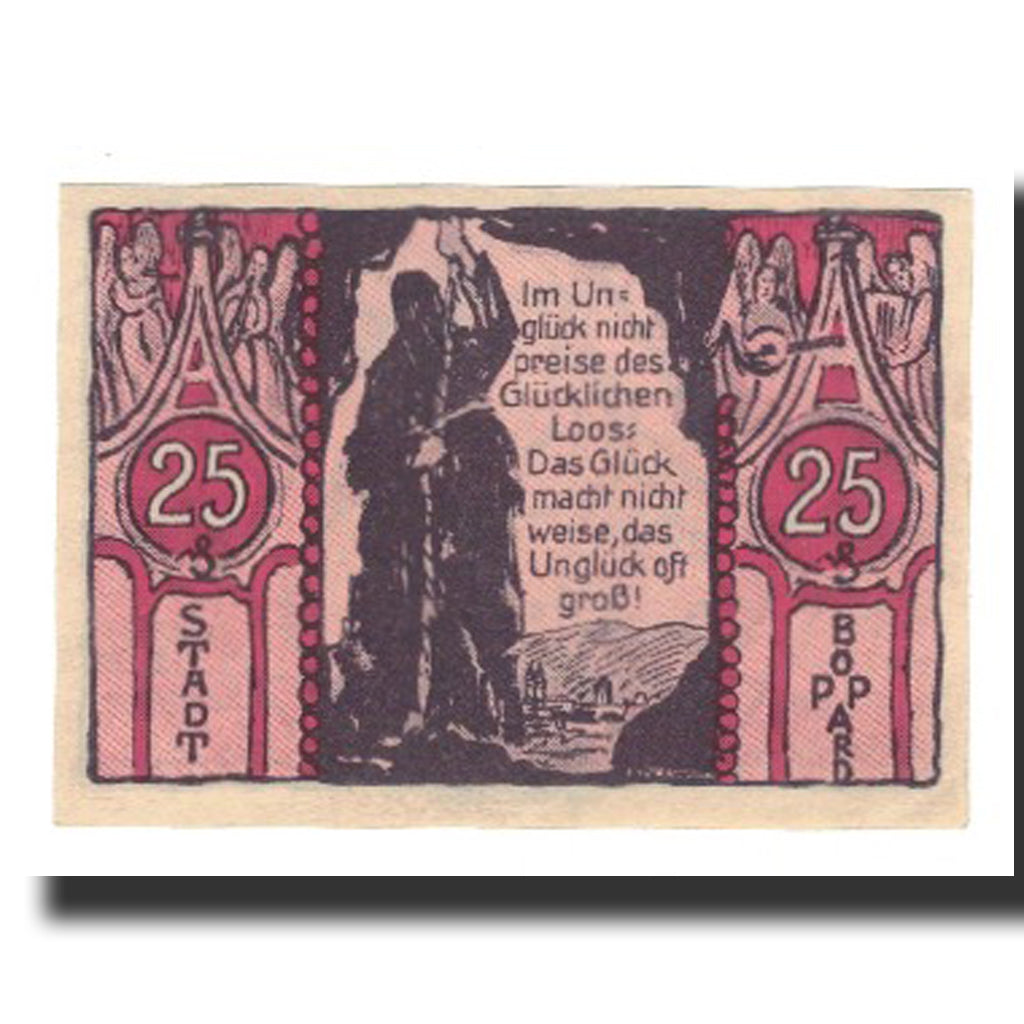 Banconote, Germania, Boppard Stadt, 25 Pfennig, personnage, 1921, 1921-03-30