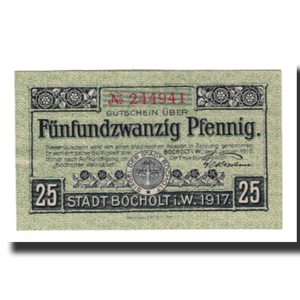 Geldschein, Deutschland, Bocholt Stadt, 25 Pfennig, Batiment, 1918, 1918-01-01