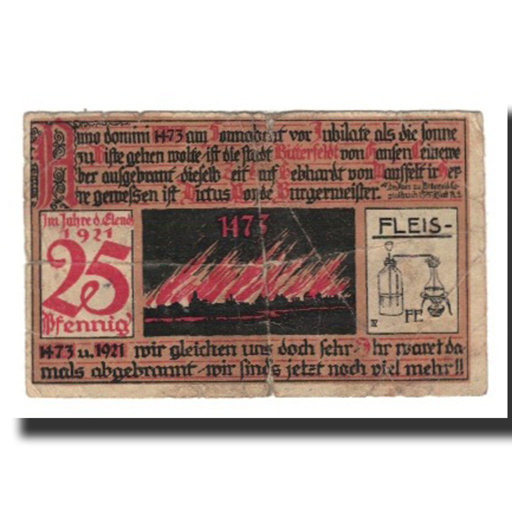 Banknote, Germany, Bitterfeld Stadt, 25 Pfennig, village, 1921, F(12-15)