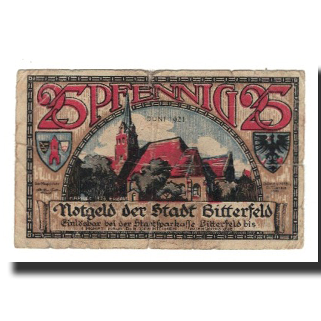 Banknote, Germany, Bitterfeld Stadt, 25 Pfennig, village, 1921, F(12-15)