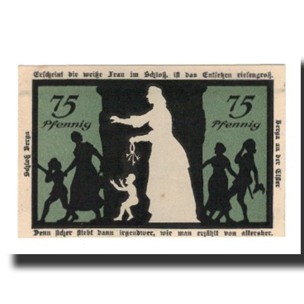 Banknote, Germany, Berga a.d. Elster Stadt, 75 Pfennig, personnage, 1921