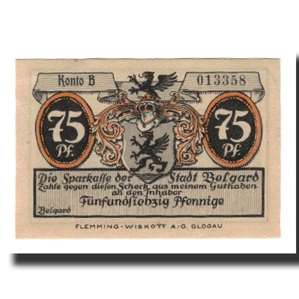 Banknote, Germany, Belgard a. Persante Stadt, 75 Pfennig, Batiment, AU(55-58)