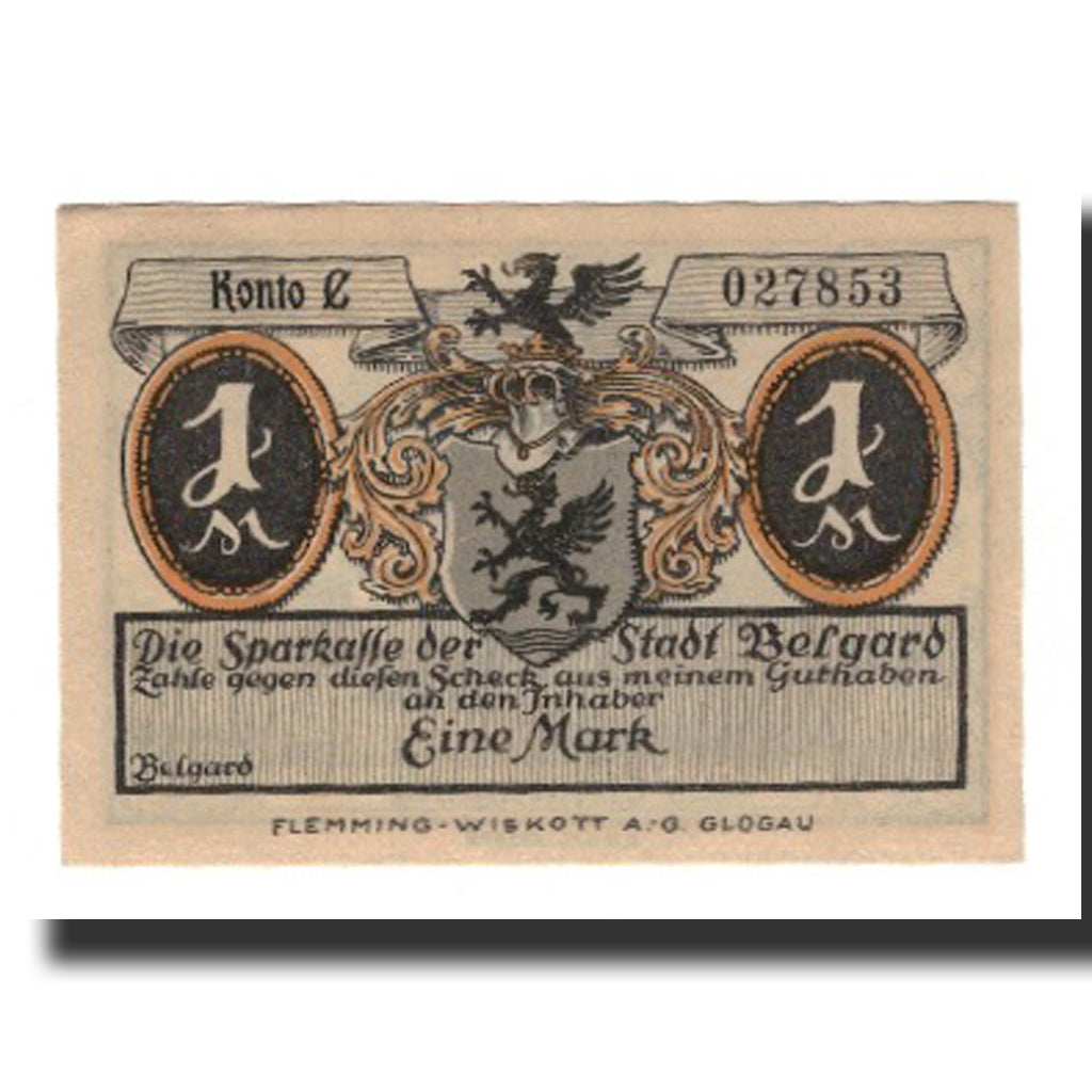 Banknote, Germany, Belgard a. Persante Stadt, 1 Mark, Batiment, AU(55-58)