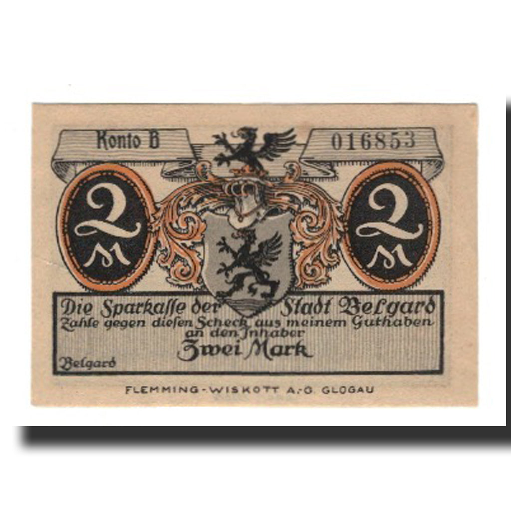 Banknote, Germany, Belgard a. Persante Stadt, 2 Mark, Eglise, AU(55-58)