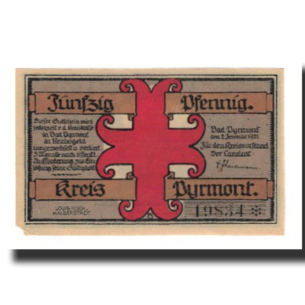 Banknote, Germany, Pyrmont Kreis, 50 Pfennig, jardin, 1921, 1921-02-02
