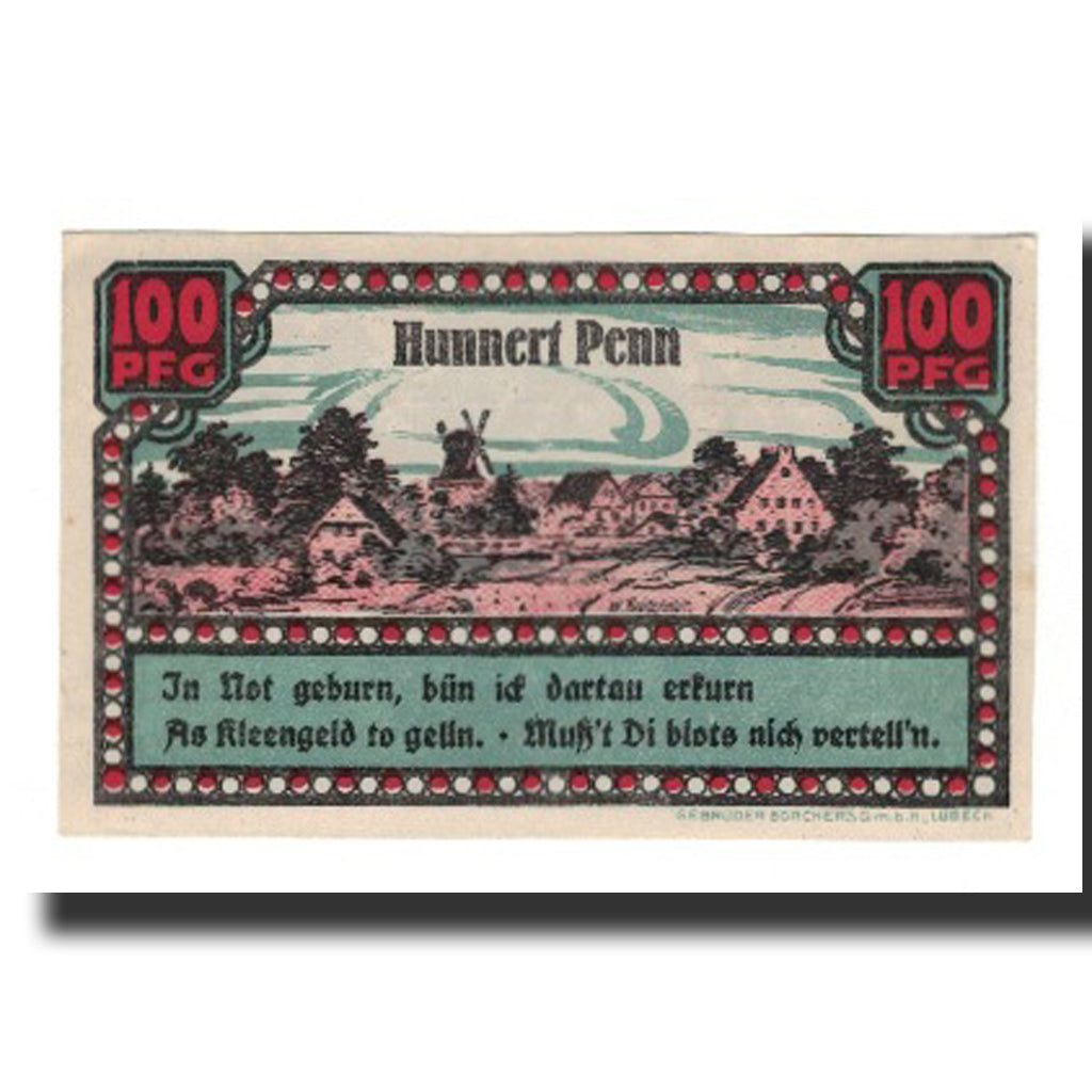 Billet, Allemagne, Ahrensbök Stadt, 100 Pfennig, paysage, 1920, SUP, Mehl:6.1