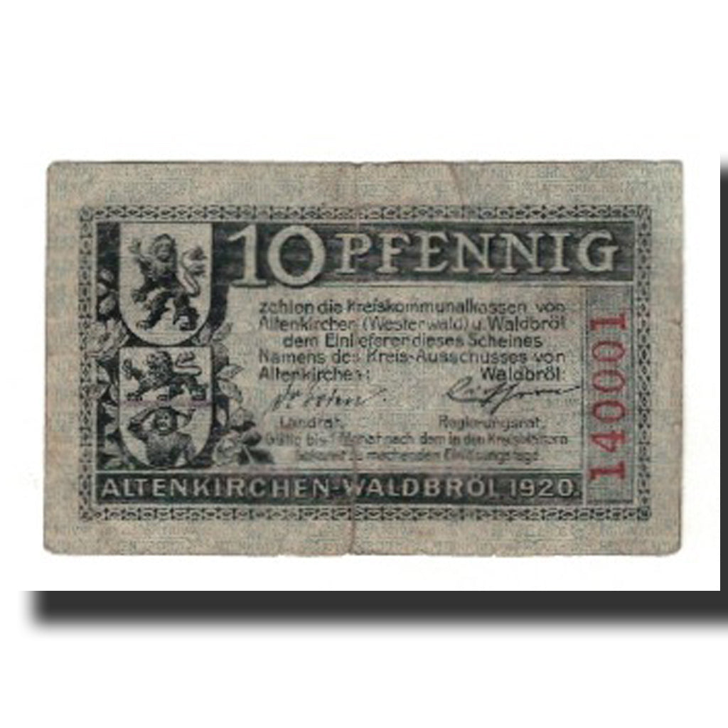 Banknote, Germany, Altenkirchen und Waldbröl Kreise, 10 Pfennig, personnage