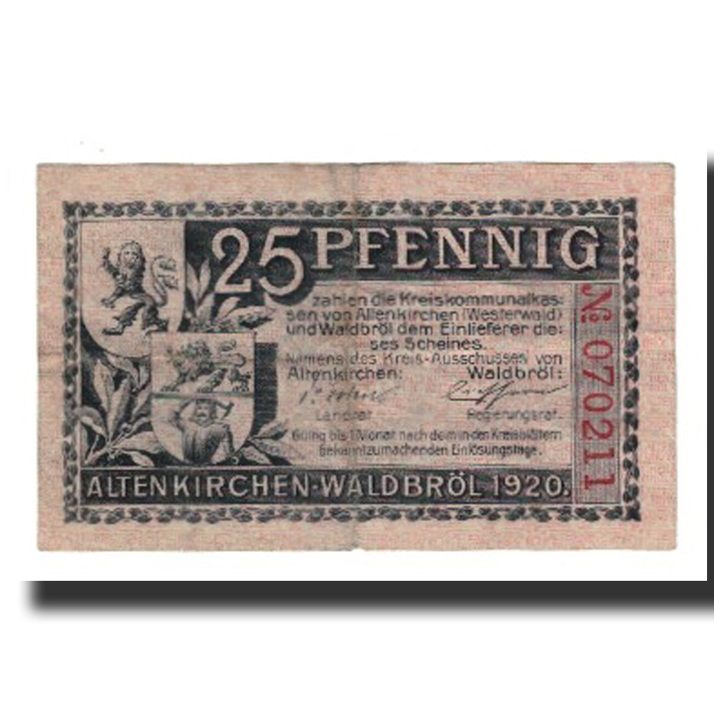 Banknote, Germany, Altenkirchen und Waldbröl Kreise, 25 Pfennig, Batiment