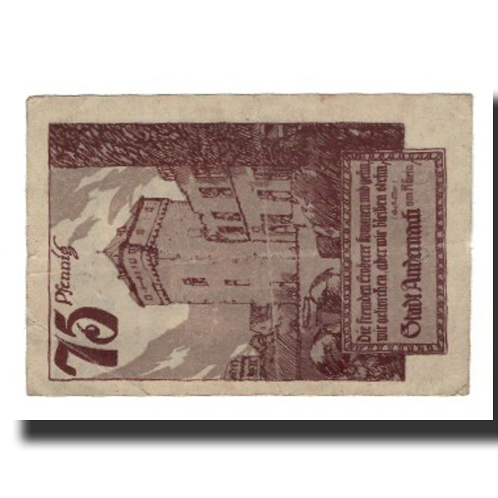 Banknote, Germany, Andernach Stadt, 75 Pfennig, Batiment, 1920, 1920-11-01