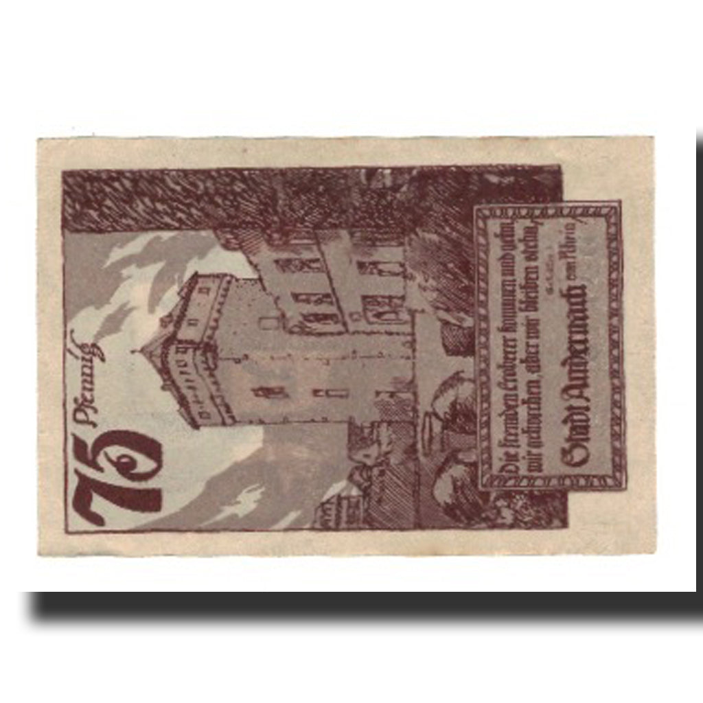 Banknote, Germany, Andernach Stadt, 75 Pfennig, Batiment, 1920, 1920-11-01