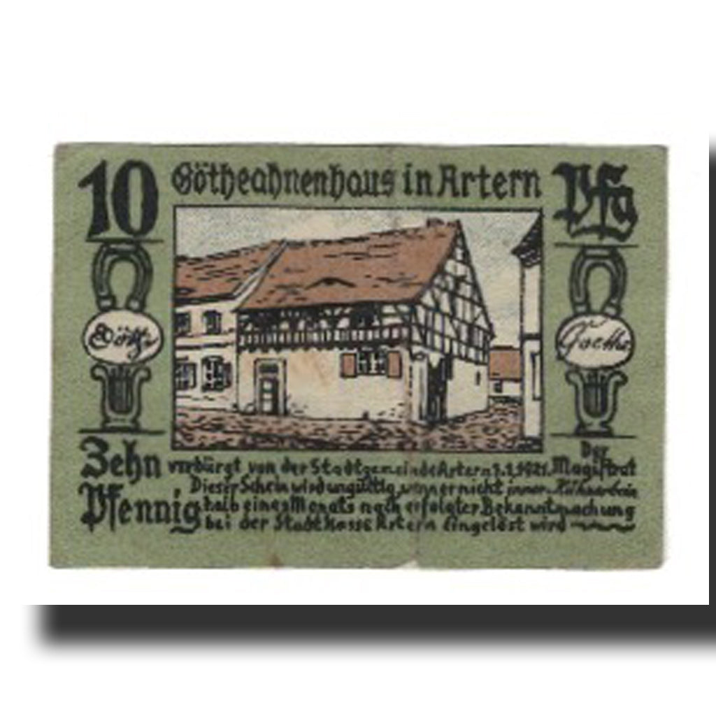 Banknote, Germany, Artern Stadt, 10 Pfennig, paysage, 1921, 1921-01-01