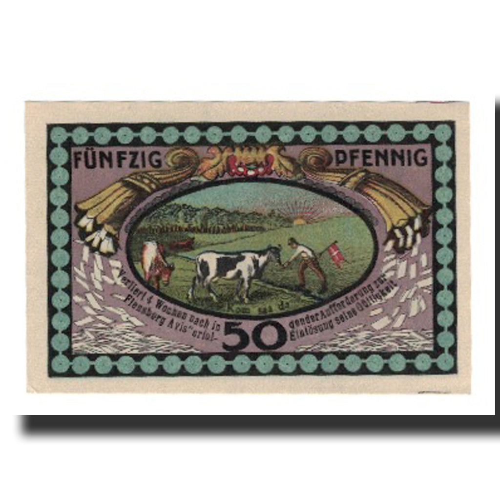 Billete, Alemania, Auenbüll (DNS / Dänemark: Avnbol) Gemeinde, 50 Pfennig