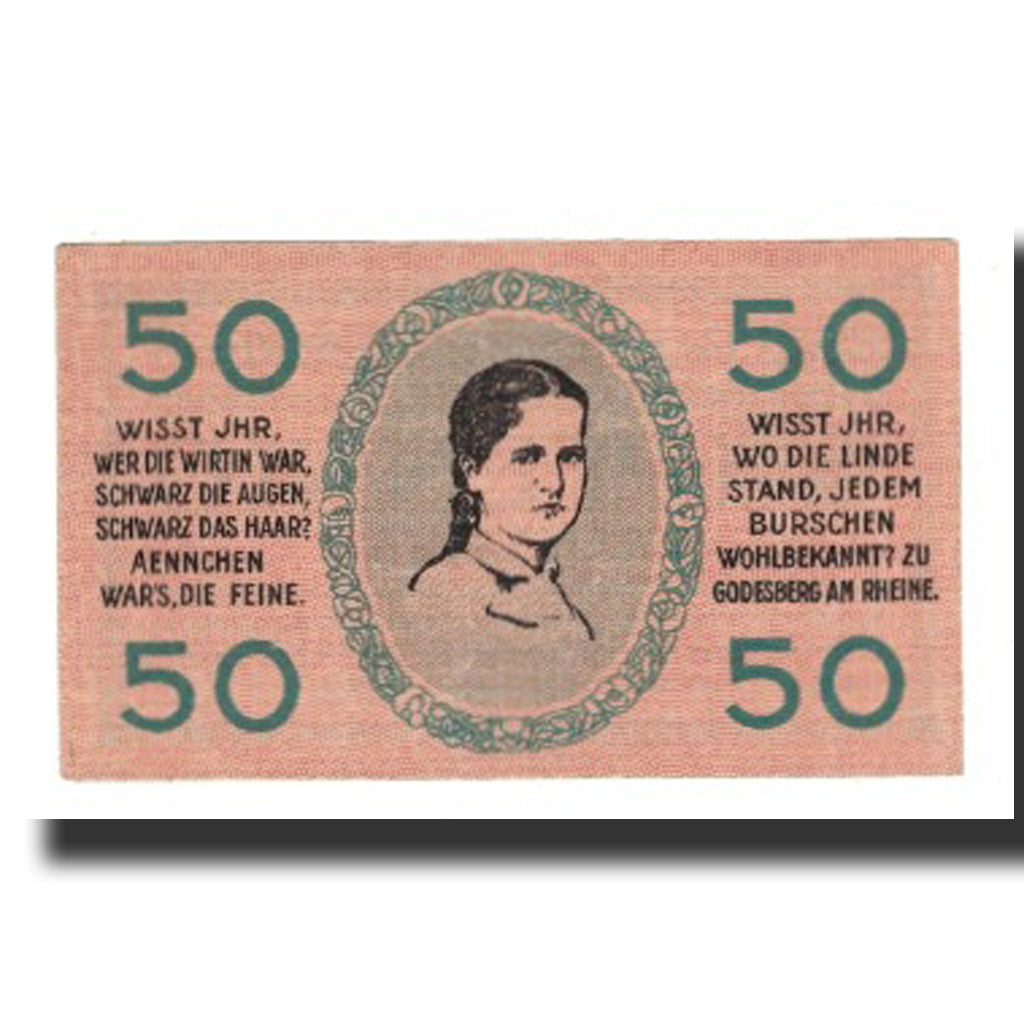 Banknote, Germany, Godesberg Bad Stadt, 50 Pfennig, portrait, 1920, 1920-10-25