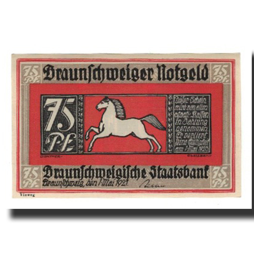 Banknote, Germany, Braunschweig Braunschweigische Staatsbank, 75 Pfennig