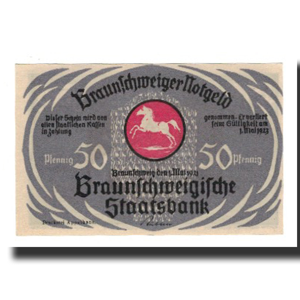 Banknote, Germany, Braunschweig Braunschweigische Staatsbank, 50 Pfennig