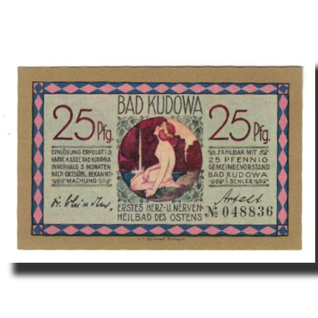 Banknote, Germany, Kudowa Bad Gemeinde, 25 Pfennig, paysage, undated (1921)