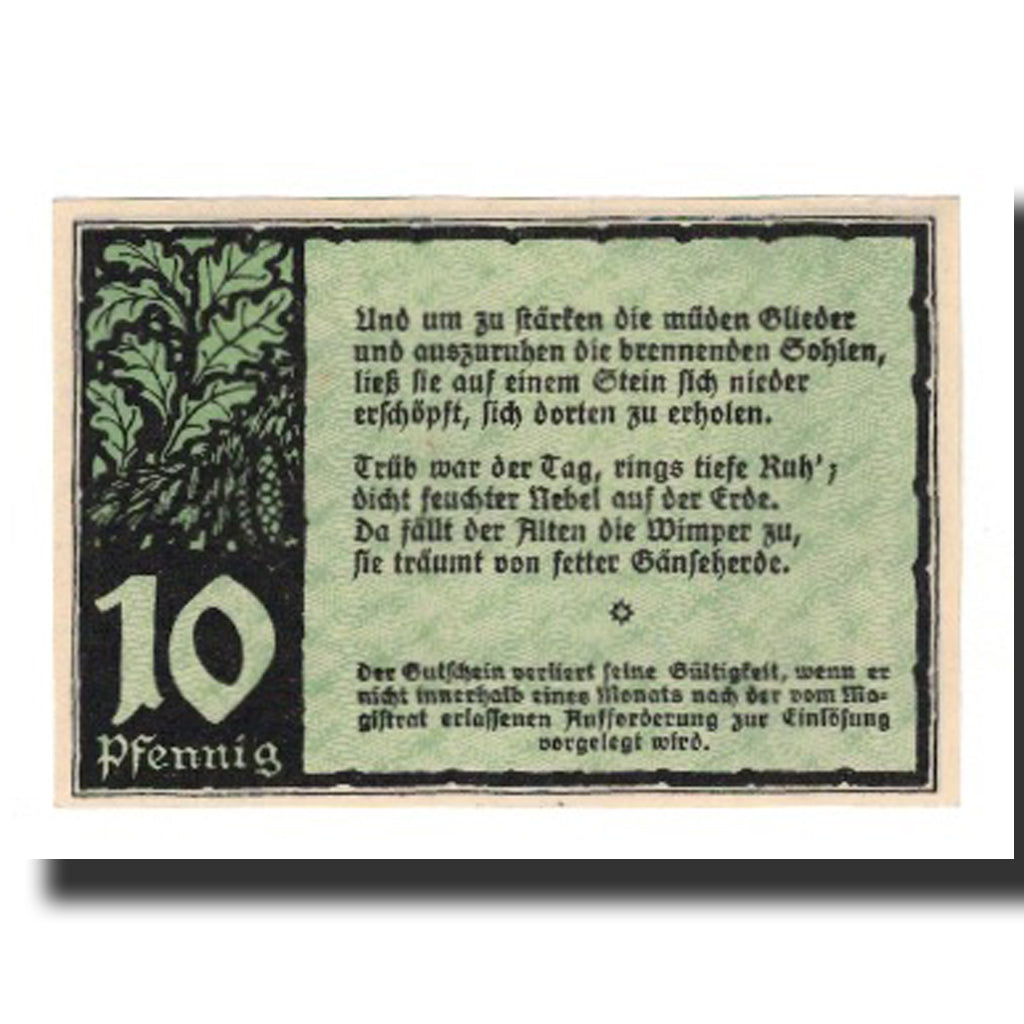 Banknote, Germany, Benneckenstein Stadt, 10 Pfennig, Texte, 1921, AU(55-58)