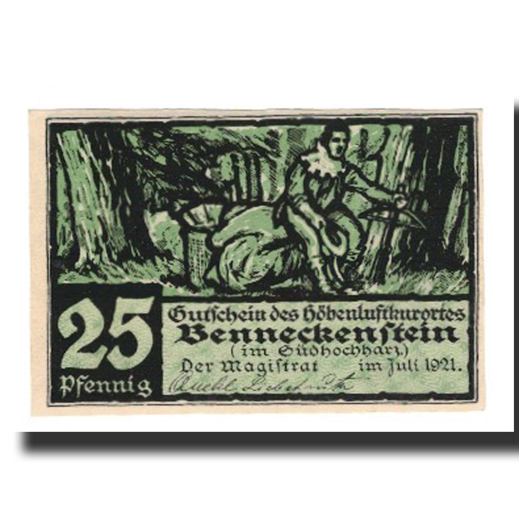 Banknote, Germany, Benneckenstein Stadt, 25 Pfennig, Texte, 1921, AU(55-58)