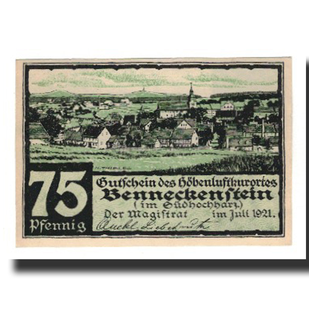 Banknote, Germany, Benneckenstein Stadt, 75 Pfennig, Texte, 1921, AU(55-58)