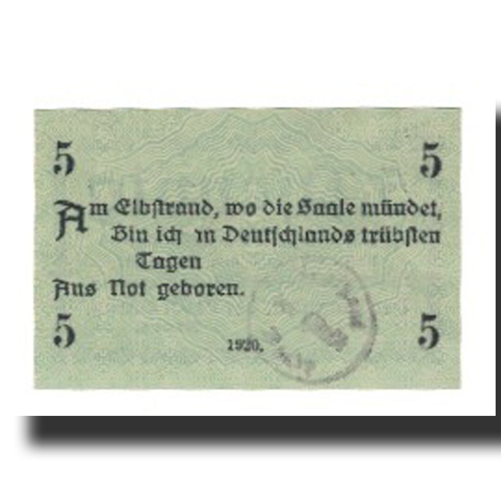 Banknote, Germany, Barby Stadt, 5 Pfennig, Texte, AU(55-58)