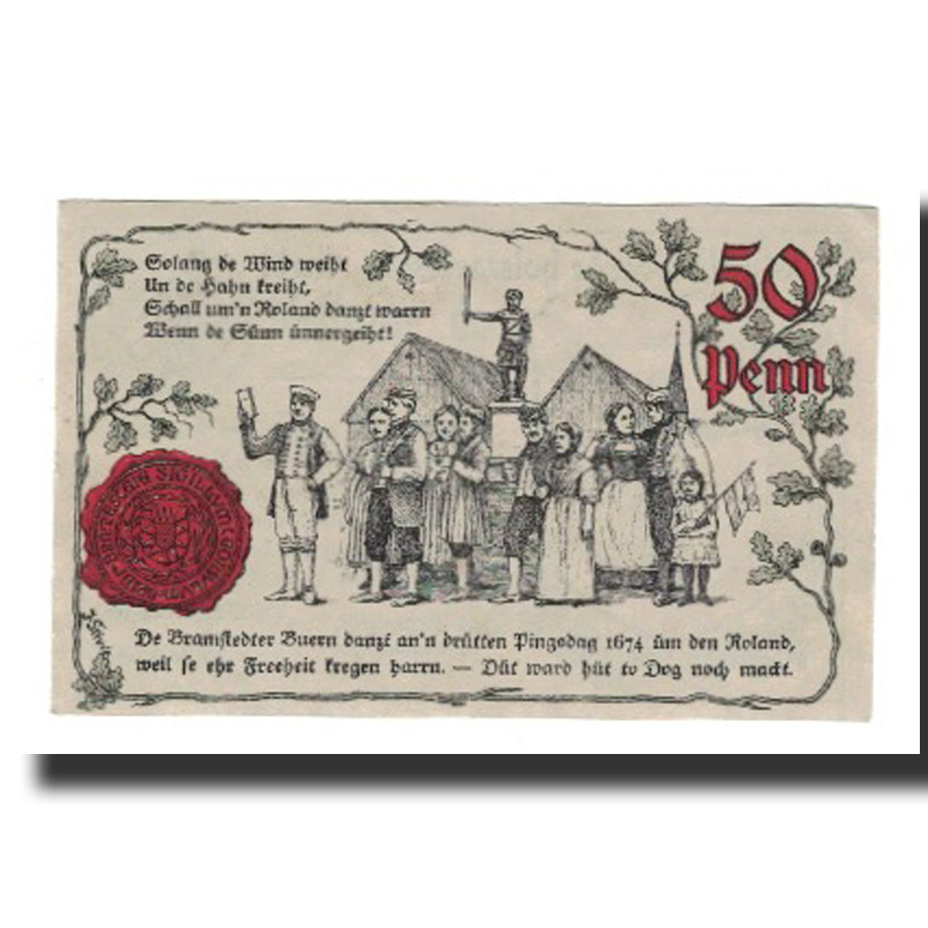 Banknote, Germany, Bramstedt Bad Stadt, 50 Pfennig, personnage, 1920