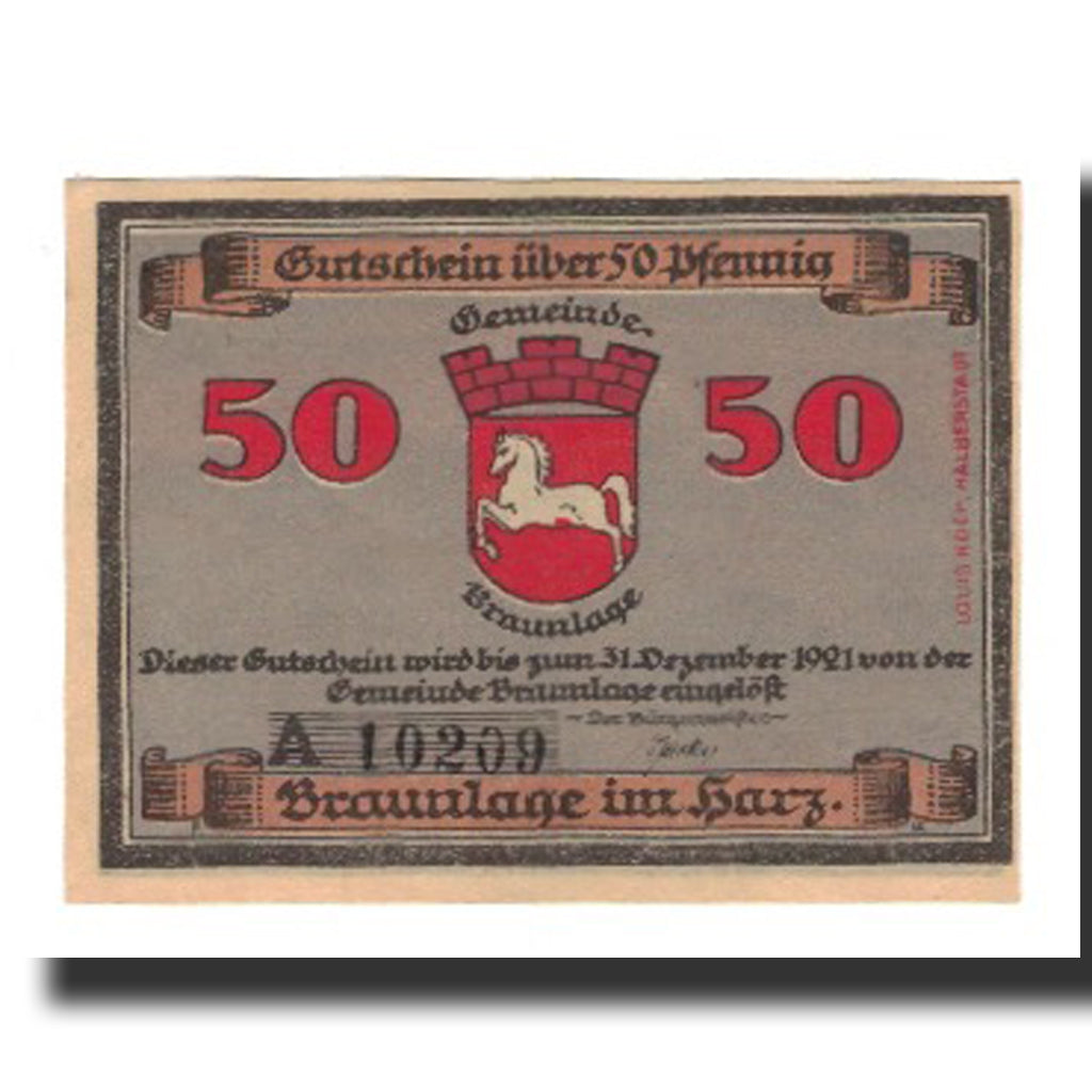 Banknote, Germany, Braunlage Gemeinde, 50 Pfennig, paysage, 1921, 1921-12-31