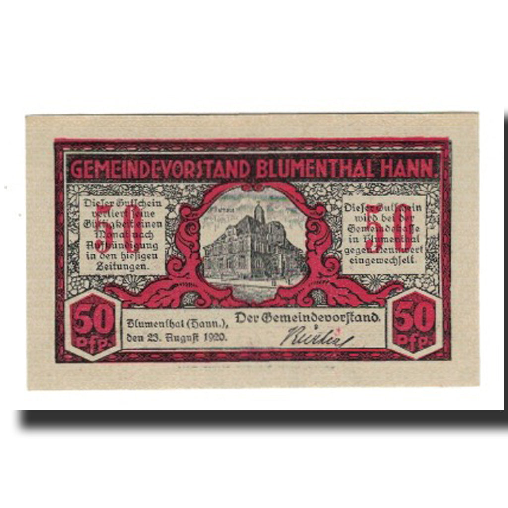 Banknote, Germany, Blumenthal Gemeinde, 50 Pfennig, paysage, 1920, 1920-08-23