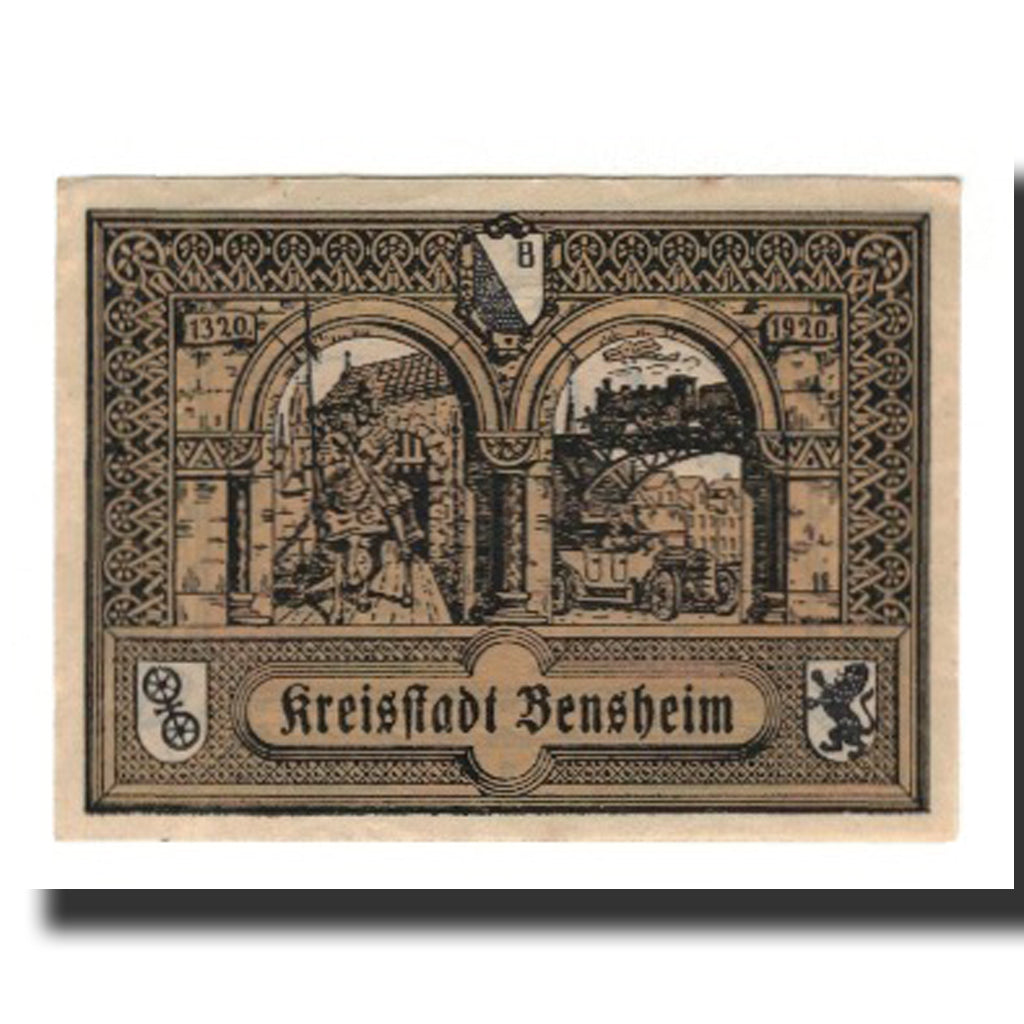 Banknote, Germany, Bensheim Stadt, 50 Pfennig, Arches, 1920, 1920-12-31