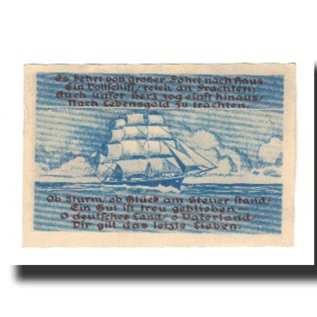 Banknote, Germany, Blankenese Gemeindesparkasse, 10 Pfennig, navire, 1921