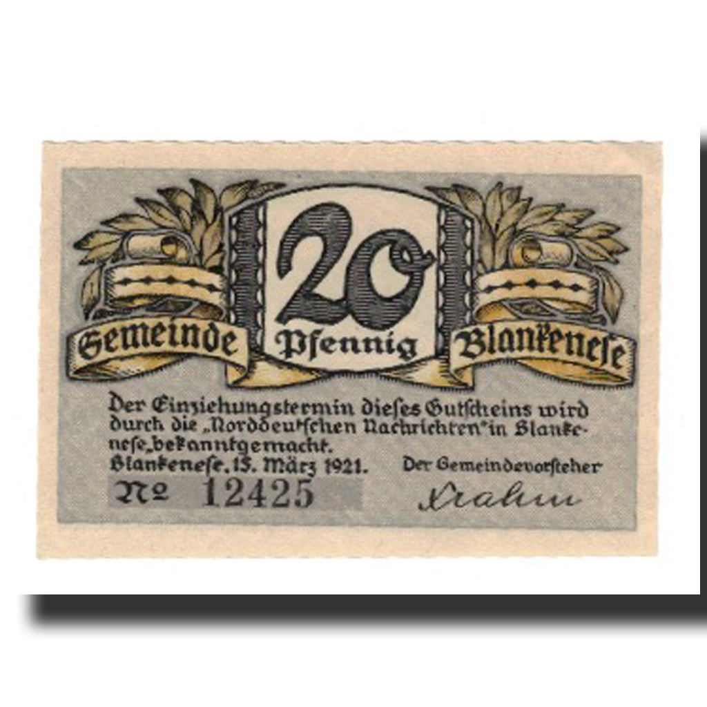 Banknote, Germany, Blankenese Gemeindesparkasse, 20 Pfennig, paysage, 1921
