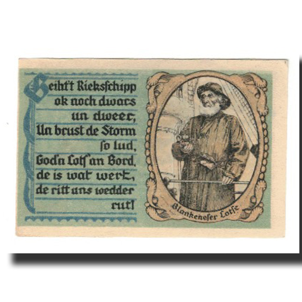 Banknote, Germany, Blankenese Gemeindesparkasse, 50 Pfennig, portrait, 1921