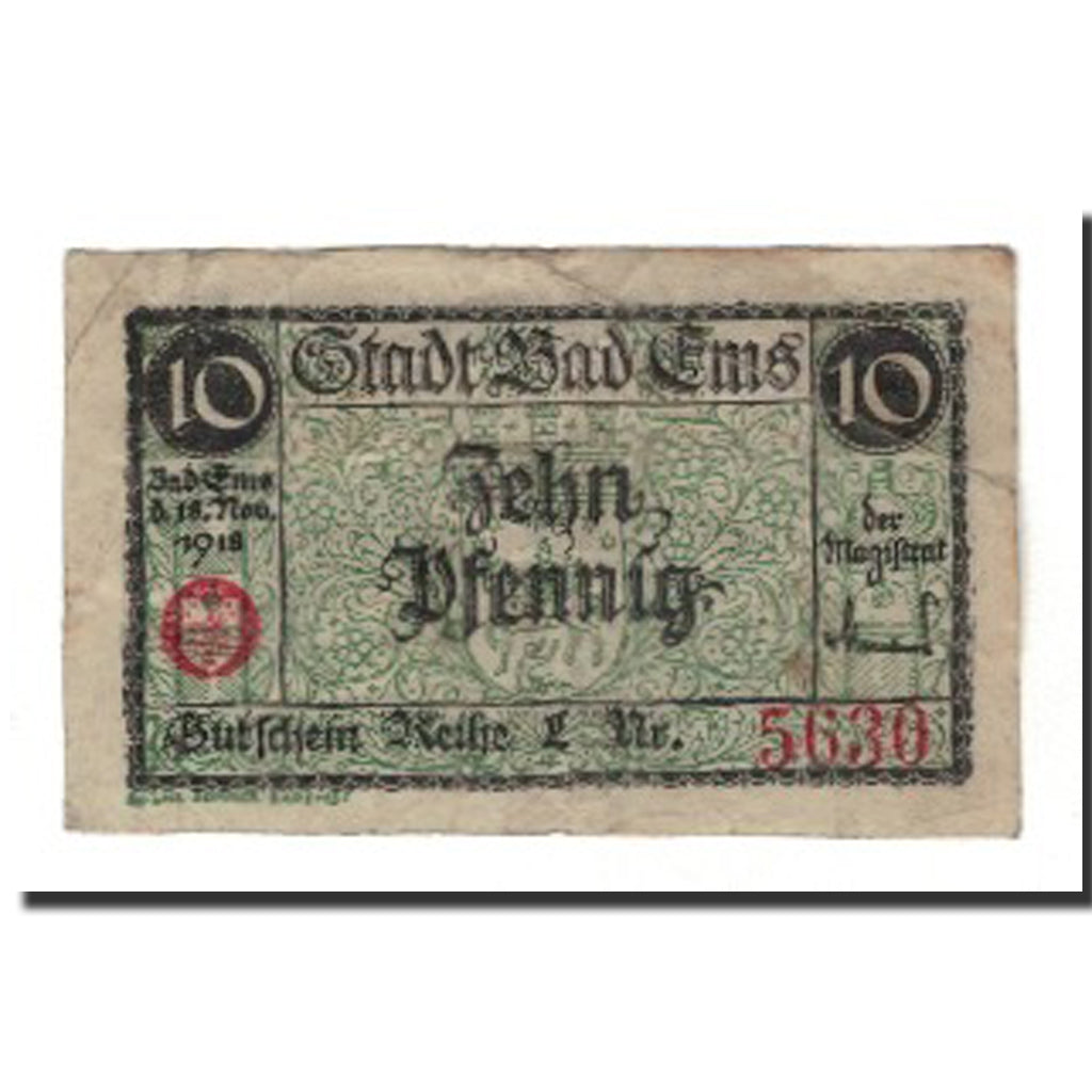Banknote, Germany, Ems, Bad Stadt, 10 Pfennig, paysage, 1920, 1920-12-31
