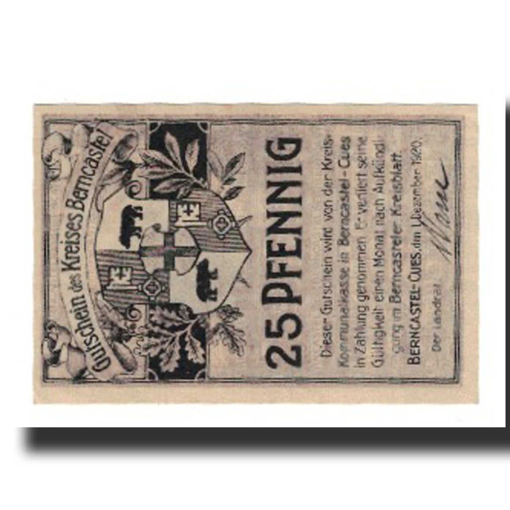 Banknote, Germany, Berncastel-Cues Kreis, 25 Pfennig, ruine, 1920, 1920-12-01