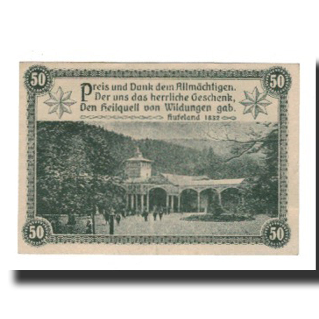 Nota, Alemanha, Wildungen, Bad Stadt, 50 Pfennig, Batiment, 1921, 1921-03-16