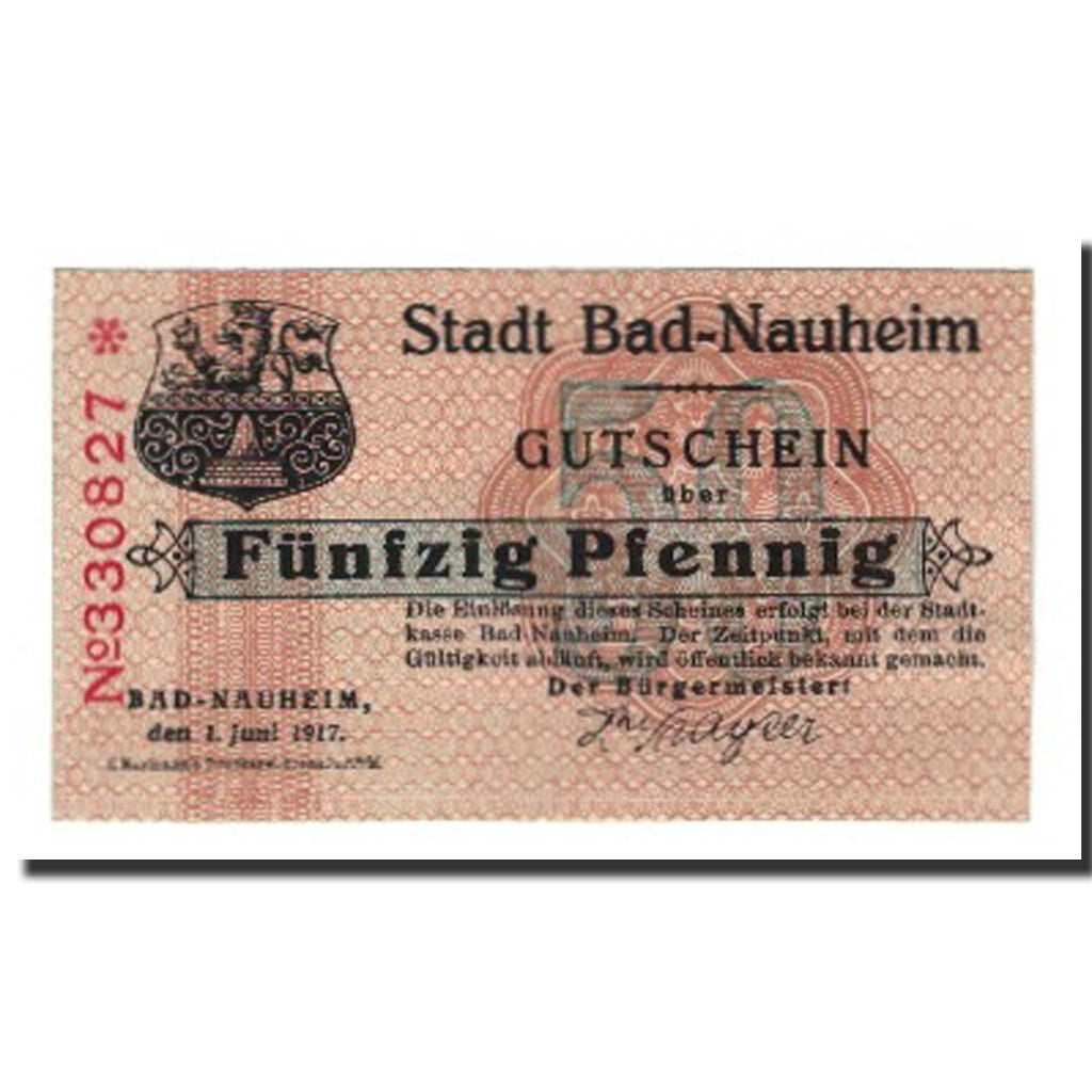 Banknote, Germany, Nauheim, Bad Stadt, 50 Pfennig, N.D, 1917 (1920), 1917-06-01