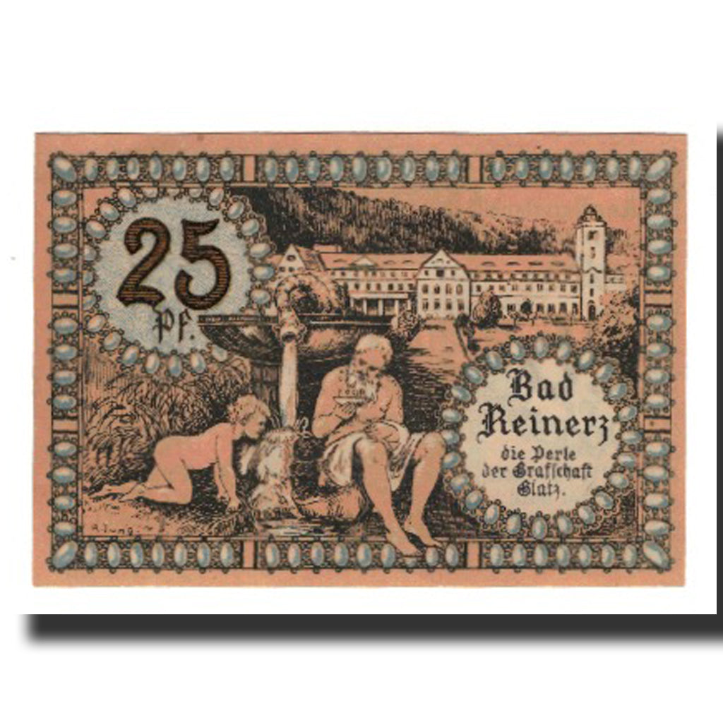 Banconote, Germania, Reinerz, Bad Stadt, 25 Pfennig, Batiment, 1921, 1921-06-01