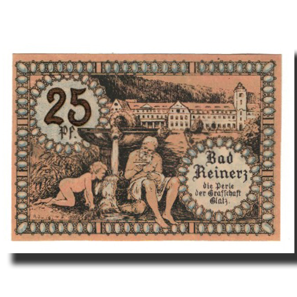 Banconote, Germania, Reinerz, Bad Stadt, 25 Pfennig, rue, 1921, 1921-06-01
