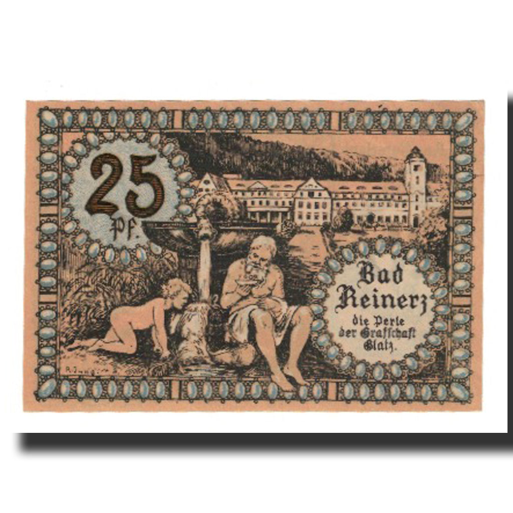 Billet, Allemagne, Reinerz, Bad Stadt, 25 Pfennig, village, 1921, 1921-06-01