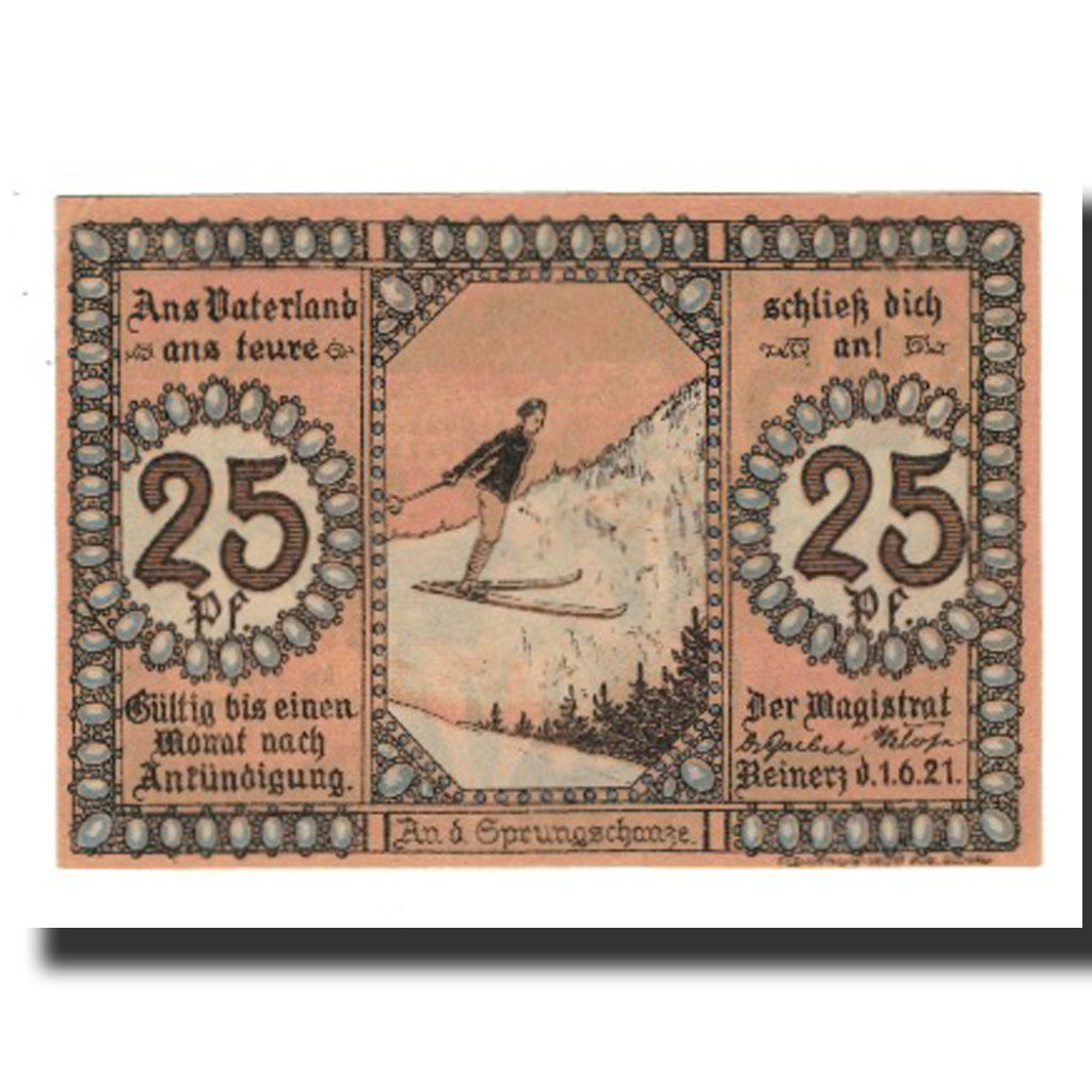 Banknote, Germany, Reinerz, Bad Stadt, 25 Pfennig, personnage, 1921, 1921-06-01
