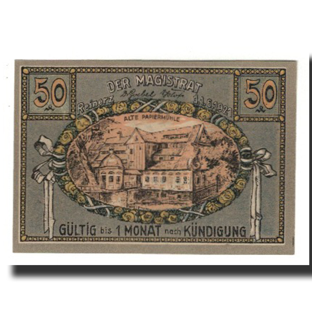 Billet, Allemagne, Reinerz, Bad Stadt, 50 Pfennig, Batiment, 1921, 1921-06-01