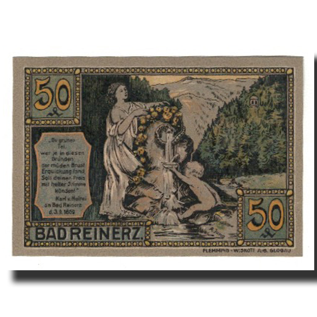 Billet, Allemagne, Reinerz, Bad Stadt, 50 Pfennig, paysage, 1921, 1921-06-01