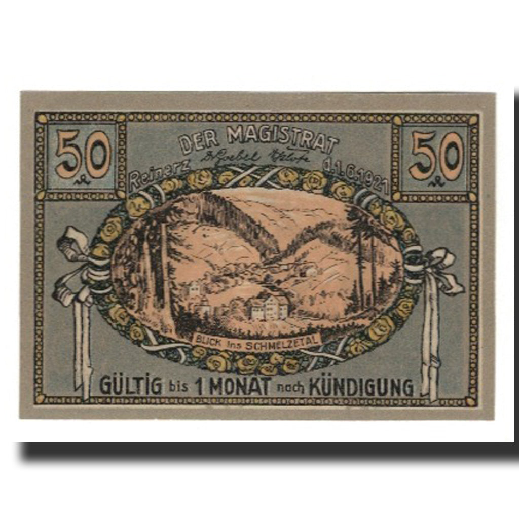 Billet, Allemagne, Reinerz, Bad Stadt, 50 Pfennig, paysage, 1921, 1921-06-01