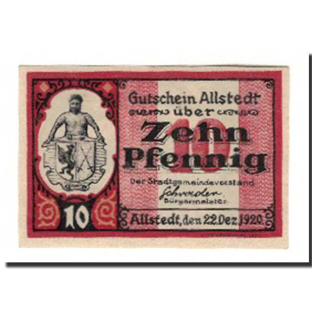 Banknote, Germany, Allstedt Stadt, 10 Pfennig, Maison, 1920, 1920-02-01