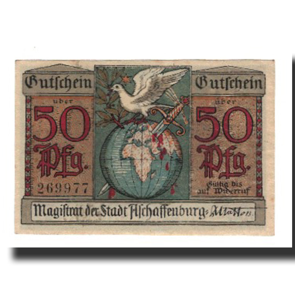 Banknote, Germany, Aschaffenburg Stadt, 50 Pfennig, paysage, AU(55-58)