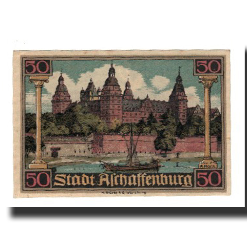 Banknote, Germany, Aschaffenburg Stadt, 50 Pfennig, paysage, AU(55-58)