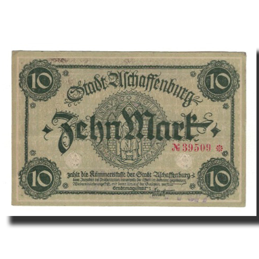 Banknote, Germany, Aschaffenburg Stadt, 10 Mark, paysage, AU(55-58), Mehl:022.02